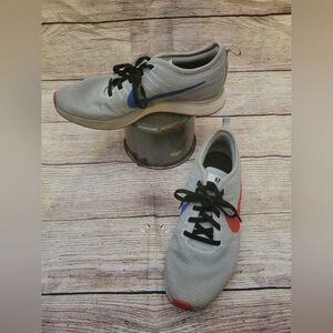 Nike Men's Gray Sneakers with Red and Blue Accents